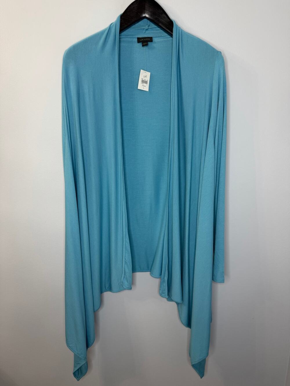 J.Jill Wearever Collection Jersey Knit Open Front Waterfall Cardigan L Mature